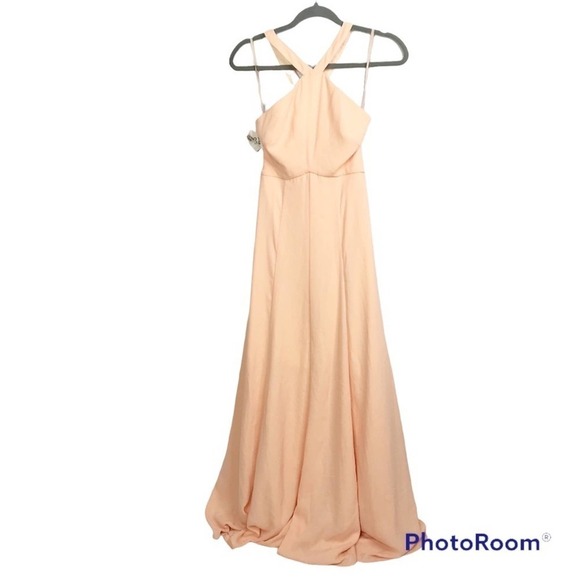 Fame and Partners French Affair formal maxi dress in peach size 2 NWT - Picture 1 of 8
